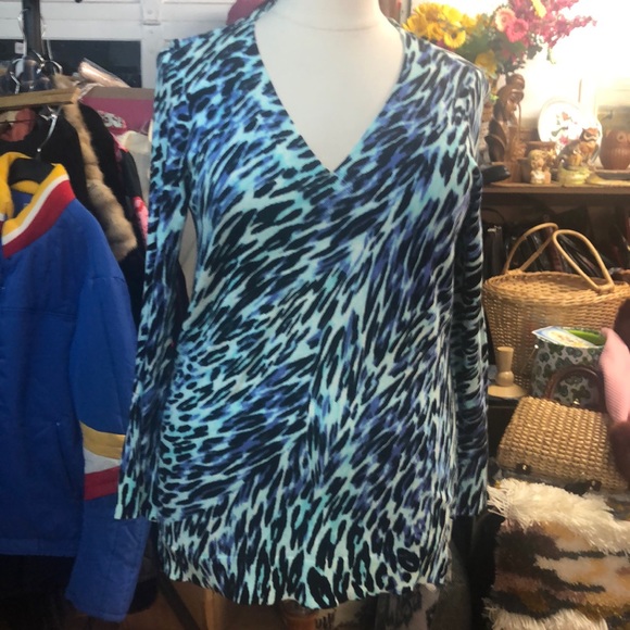 Apt. 9 - deep v neck- long length sweater- lightweight cotton Viscose knit - Picture 1 of 10